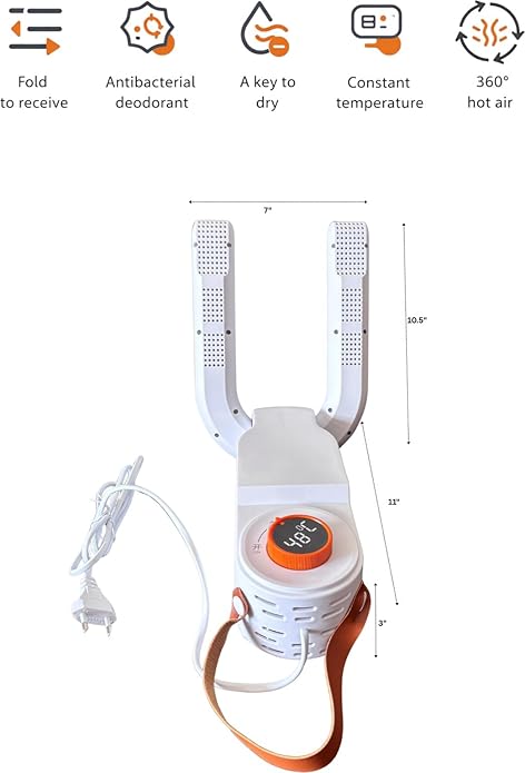 Electric Shoe Dryer Machine with PTC 48°C Heating & UV Sterilization | Portable Fast Drying Shoe Dryer for Home Adjustable Timer, 360° Air Circulation for Shoes, Boots & Sneakers (White)